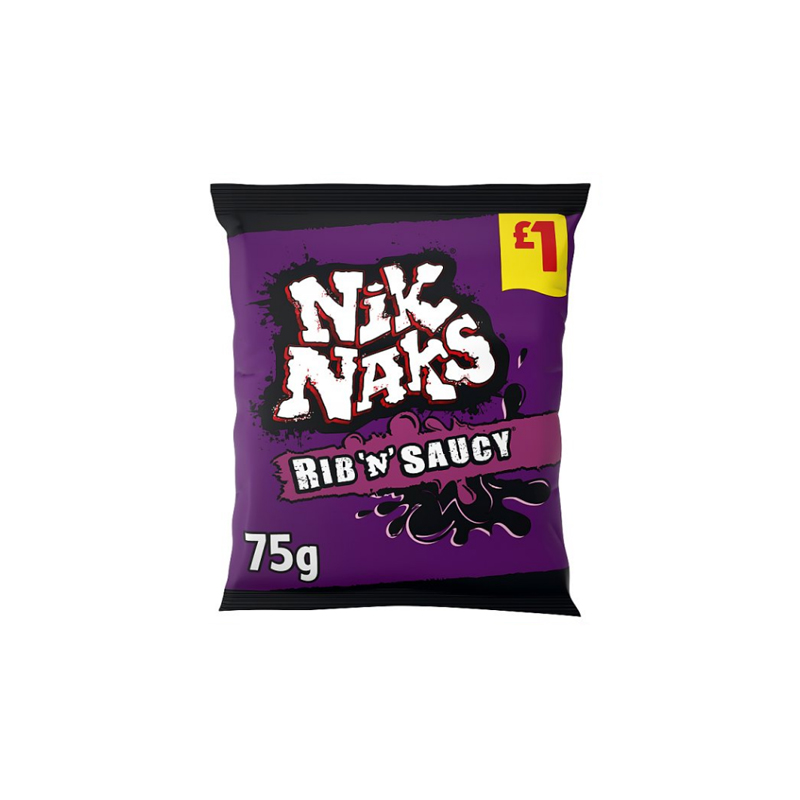 Nik Naks Rib 'N' Saucy Crisps 75g £1 PMP | Sids Shop